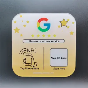 120*120mm NTAG 212 Full Color Printing Google Review Nfc Menu Table Tags PVC NFC Card With Epoxy