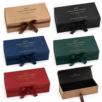 Boîte cadeau en carton kraft de luxe XJY pour vin et whisky, grande taille, avec ruban et couvercle magnétique