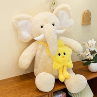 Boneka Gajah Kawaii Grosir, Boneka Gajah Lembut dan Bulu Halus dengan Tas Bintang Kuning yang Dapat Dilepas untuk Dekorasi Sofa, Hadiah Anak-Anak