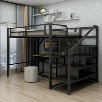 Lit superposé en métal de couleur blanche ZhongYi, taille king, pour appartement, lit double pour enfants avec bureau et rangement