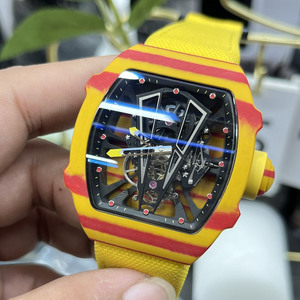 Reloj Mecánico de Alta Calidad para Hombre con Elegante Caja de Aleación, Correa de Silicona, Esfera de Cristal Hueca y Visualización de Agujas - Product Image 3