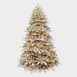 Árbol de Navidad de pino PET de polietileno con bisagras de lujo completo de fábrica con Árbol de Navidad preiluminado LED con bisagras para trabajadores de bayas de pino