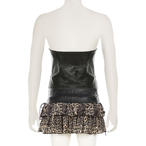 Nuovo Completo Sexy <span class=keywords><strong>da</strong></span> <span class=keywords><strong>Donna</strong></span>: Top Aderente con Stampa Leopardata e Minigonna in Pizzo, Set Due Pezzi - Product Image 3