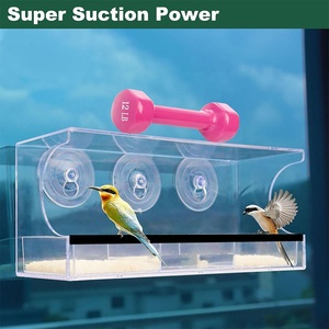Mangeoire à oiseaux pour fenêtre avec ventouses puissantes, en acrylique transparent de grande taille, écologique, facile à assembler, pour usage intérieur, observation des oiseaux sauvages - Product Image 6