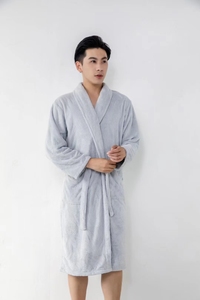 <span class=keywords><strong>Accappatoio</strong></span> in Velluto Corallo all'Ingrosso, Lungo, Termico, Assorbente, Morbido, per Salone di Bellezza - Product Image 5