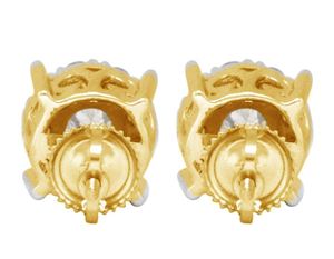 10K Yellow Gold Plated Flower Design Earrings With Round Cut Lab Grown Diamonds Elegant Party Wear Jewelry for Women Gift - Product Image 3