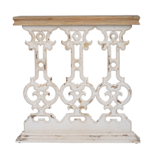 Classic Vintage <b>White</b> Wash Console Table 32x12x32 Brown Wood Top Wall <b>Display</b> Shelf - Product Image 1