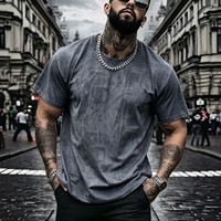 Nouveau T-shirt décontracté pour homme, style américain, camouflage tie-dye, manches courtes, col rond, design original texturé, coupe ample, été 2026