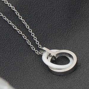 Ensemble collier et boucles d'oreilles en céramique et acier inoxydable, géométrique rond de 16 mm, pour femmes, bijoux de fête - Product Image 5