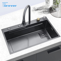 Évier de cuisine moderne multifonctionnel à une cuvette en acier inoxydable 304 Évier de cuisine intelligent multifonctionnel de style cascade