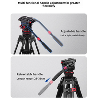 Trépied vidéo professionnel en alliage d'aluminium avec tête fluide rotative à 360 degrés, capacité de charge de 22 lb, compatible avec