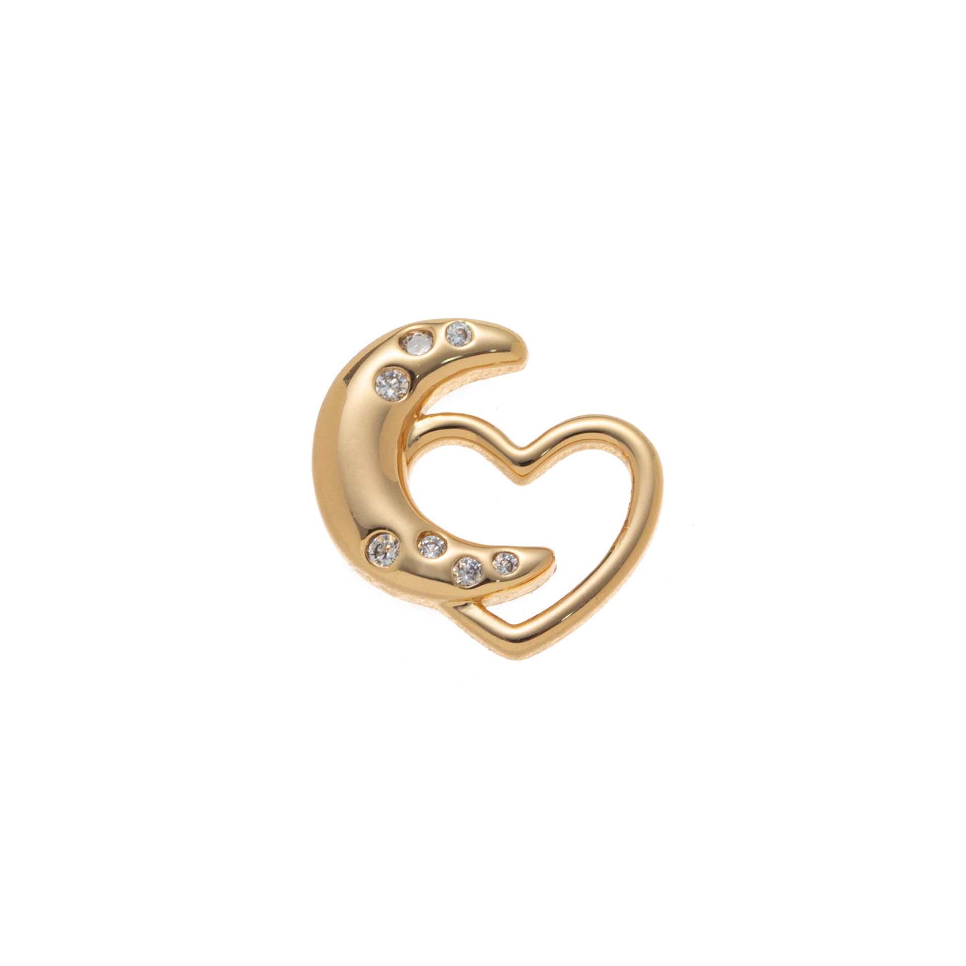 accessorio singolo cuore a mezzaluna dorato