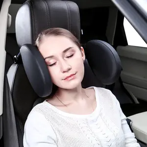 Bantal sandaran kepala mobil busa memori kulit, penopang leher Bar geser dapat diatur headset mobil untuk kursi anak dewasa