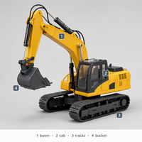 Jouet excavateur RC Rongheqiang, modèle de camion de chantier télécommandé, pelle sur chenilles, en métal moulé sous pression, échelle 1:40, vente en gros