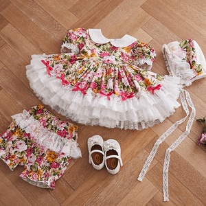 Vintage dantel yay peter pan yaka bebek fırfır yaz noel elbise çocuk İspanyol elbise tedarikçisi - Product Image 5