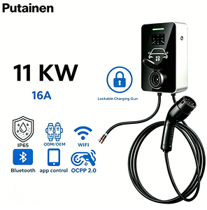 Chargeur mural pour véhicules électriques 11 kW verrouillable, neuf, directement d'usine, Type 2, OCPP 2.0, IP65, WiFi, application, OEM, ODM, vente en gros commerciale - Product Image 1