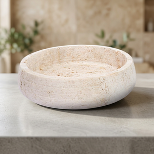 Cuenco de Piedra de Travertino Hecho a Mano, Cuenco Decorativo Rústico con Textura, Vajilla Tallada en Color Beige para Decoración del Hogar - Product Image 2