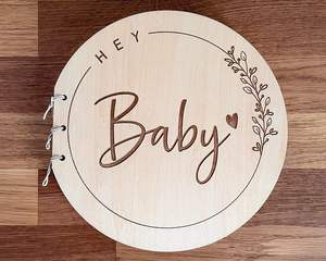 Libro dei Messaggi <span class=keywords><strong>in</strong></span> Legno Personalizzato per Neonati, Album Ricordo e Libro degli Ospiti per Regalo di Crescita del Bambino - Product Image 1