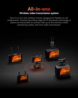 Monitor de Campo Hollyland Pyro 5 con Pantalla Táctil, Transmisor y Receptor de Video Inalámbrico de Doble Banda 2.4G/5G, Compatible con Monitoreo de 4 Vías