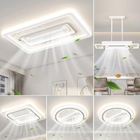 Ventilateur de Plafond LED Moderne pour Salon, Lustre Ventilateur de Plafond Rond Sans Pales avec Lumières et Télécommande pour Chambre