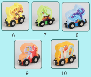 Juego de tren de dinosaurios magnético de madera, juguete de aprendizaje de números, mini tren educativo Montessori para niños pequeños - Product Image 3