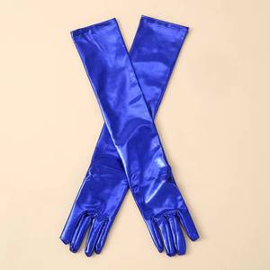 Gants longs en similicuir métallisé pour femmes, accessoires de costume de scène pour spectacles, longueur coude, pour soirées et événements. - Product Image 3