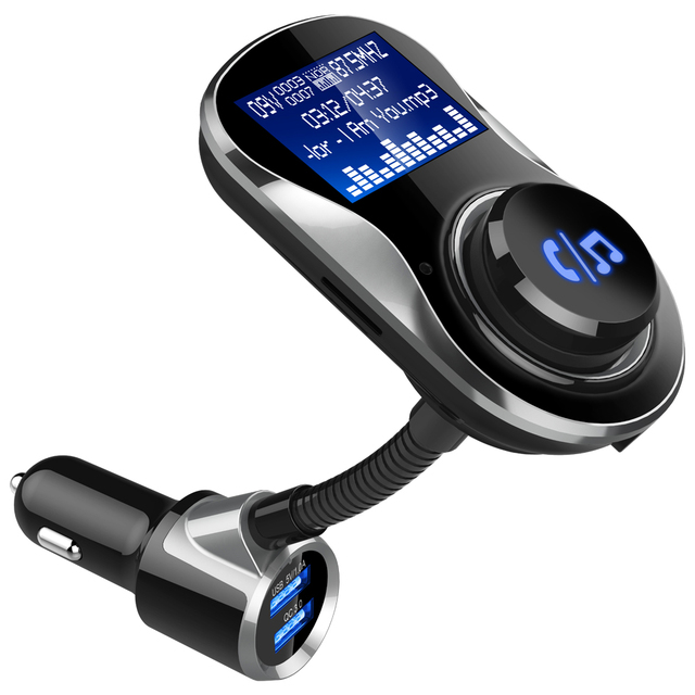 Hot Selling Modulator Dual Rainbow LED Display QC3.0 18W+ U disk Charger Bluetooth5.0 FM Transmitter BC26BQ
