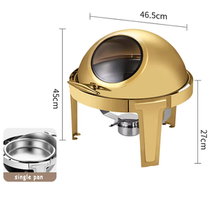 Chariot de service isotherme commercial en acier inoxydable avec chauffage à l'alcool et design à couvercle roulant, équipement hôtelier et de restauration - Product Image 1