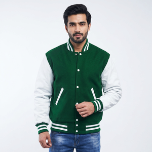 Veste universitaire personnalisée en chenille Veste universitaire de luxe pour hommes Manches en cuir Letterman CollegeBaseballjacket pour hommes - Product Image 1