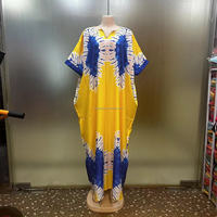 Robe longue ample à col en V, style Kaftan Bubu, grande taille, imprimé africain, décontractée, en polyester, pour femmes musulmanes, idéale pour le quotidien et les fêtes, vente en gros
