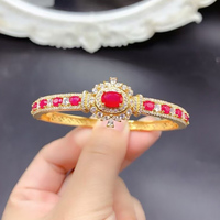 Bracelet en rubis rouge avec argent sterling S925 pour elle, bijoux en pierres précieuses naturelles, accessoires de mode, idée cadeau pour un anniversaire de mariage