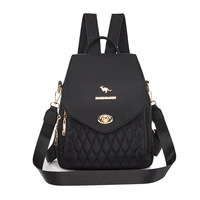 Tas Ransel Wanita Kain Oxford Hitam Baru, Tas Selempang Modis dan Serbaguna, Tas Travel Kasual Sederhana
