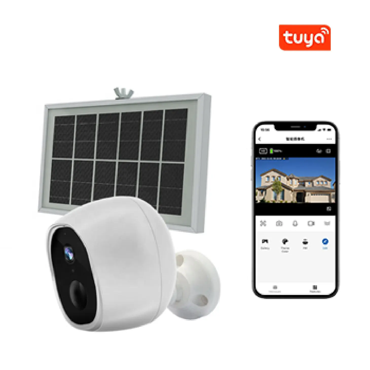 Manufacturer 1080P HD 2mp Tuya IP Network Surveillance Night Vision Home Security Camera System Wireless Solar CCTV Camera