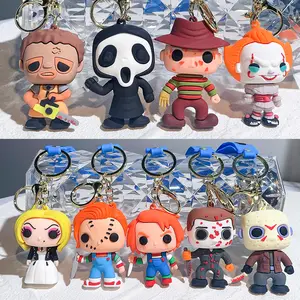 Wholesale Couple Bag Hanging Pendant 3D Key Chains New Silicone Halloween Ghost Street Keychain Cartoon Car Keychain