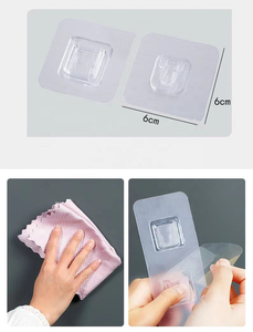 Sans poinçon solide sans couture Double rangée boucle en plastique mural support Transparent attache collant crochet de suspension - Product Image 6