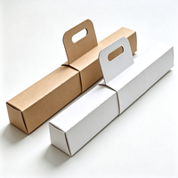 Boîte en carton rectangulaire de 60 cm x 6 cm x 6 cm avec poignée et plateau intérieur pour emballage de gâteaux roulés et pâtisseries à emporter