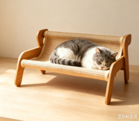 Hamac pour chat en sisal, griffoir en bois pour chat, lit respirant pour animaux de compagnie pour chats d'intérieur