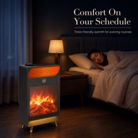 Chauffage électrique au graphène avec télécommande, flamme simulée 3D, fonction humidifiante, minuterie intelligente, radiateur d'appoint pour usage intérieur