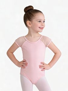 Justaucorps de ballet pour filles, manches courtes en maille, dos ajouré, tenue de danse d'entraînement, costume de scène de gymnastique - Product Image 5