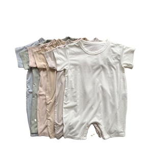 Venta directa de fábrica nuevo verano niños Color sólido ropa de bebé Modal suave Color sólido cuello redondo fino mameluco de una pieza - Product Image 1