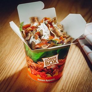Boîte d'emballage personnalisée pour Kebab Doner 16oz, en papier kraft jetable, avec fond, pour nouilles chinoises, avec logo imprimé et spécifications en aluminium - Product Image 2