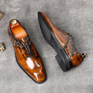 Zapatos Formales de Hombre con Cordones, Cuadrados, de Cuero Genuino, Brillantes, Clásicos, Retro, Otoño 2026, Antideslizantes y Anti-pelo - Product Image 1