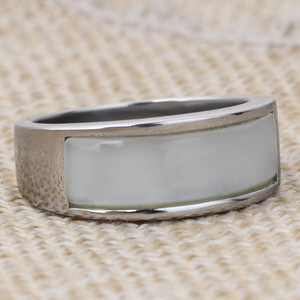 Bague unisexe géométrique en acier inoxydable blanc bleu noir pour usage quotidien CG1309 - Product Image 4