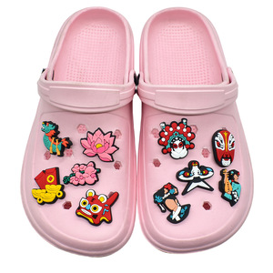 Nouvelles fleurs de chaussures en PVC de style Croc, motif dessin animé chinois, boucles de chaussures, accessoires de décoration DIY pour sandales de plage - Product Image 3
