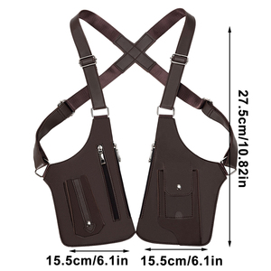Sac de pêche en cuir PU à double bandoulière, multi-poches, avec sangle sous le bras, pochette portefeuille antivol pour hommes et femmes, idéal pour les voyages et les activités de plein air - Product Image 5