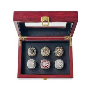 Bagues de championnat des Blackhawks de <span class=keywords><strong>Chicago</strong></span> de la LNH, années 1934, 1938, 1961, 2010, 2013, 2015, design personnalisé, ensemble de 6 pièces avec boîte en bois - Product Image 2