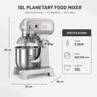 Commerciële spiraaldeegmixer 10L, zware deegmixer, 500W professionele standmixer voor bakkerijen