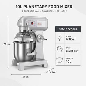 Amasadora de Espiral Comercial de 10L, Mezcladora de Alimentos de Alta Resistencia, Amasadora de Masa de 500W, Batidora Profesional de Pedestal para Panadería - Product Image 5