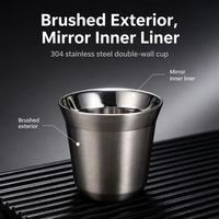 Tasse à café mini en acier inoxydable à double paroi, isolation thermique 0-6 heures, anti-brûlure, 80/160 ml, pour restaurant, camping, vente en gros