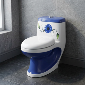 Inodoro de una pieza antisalpicaduras con sifón en P, de cerámica, montado en el suelo, para baño, sanitario. - Product Image 3